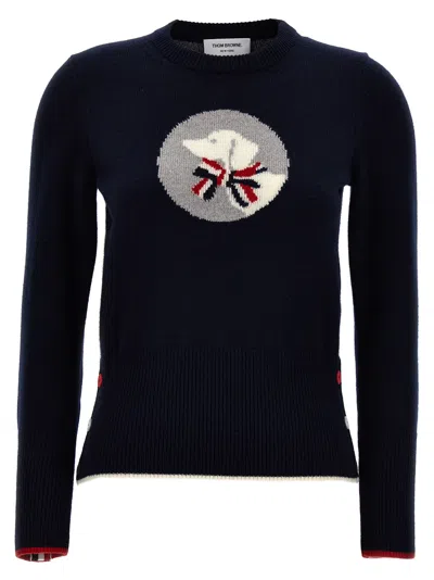 Shop Thom Browne Hector & Bow Sweater, Cardigans Blue