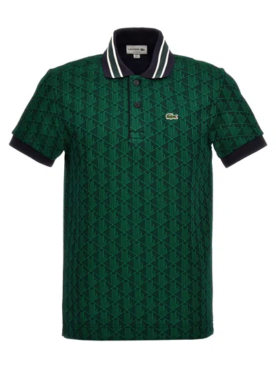 Shop Lacoste Jacquard  Shirt Polo Green