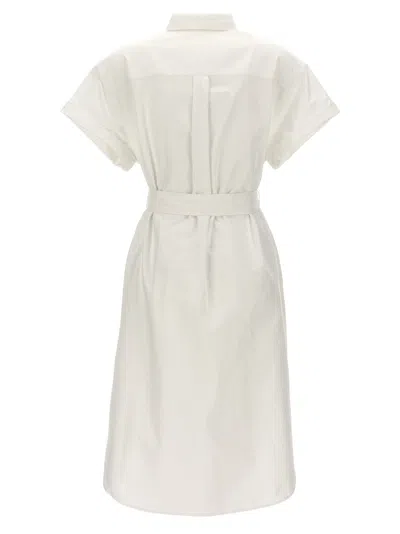 Shop Polo Ralph Lauren Logo Embroidery Chemisier Dress Dresses White