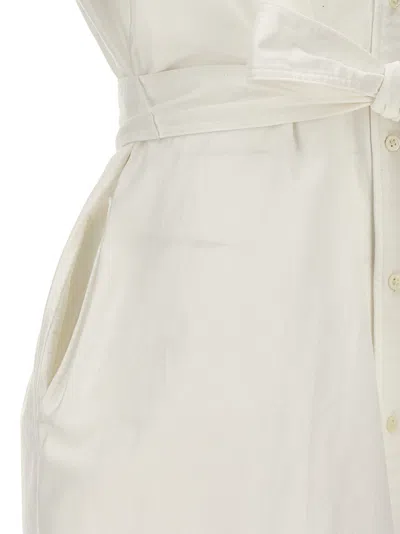 Shop Polo Ralph Lauren Logo Embroidery Chemisier Dress Dresses White