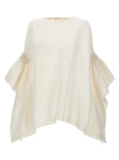 Shop Junya Watanabe Pearl Tweed Top Tops White
