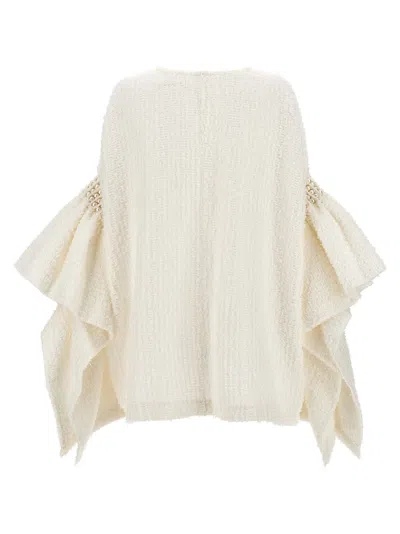 Shop Junya Watanabe Pearl Tweed Top Tops White