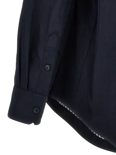 Shop Thom Browne Snap Front Casual Jackets, Parka Blue