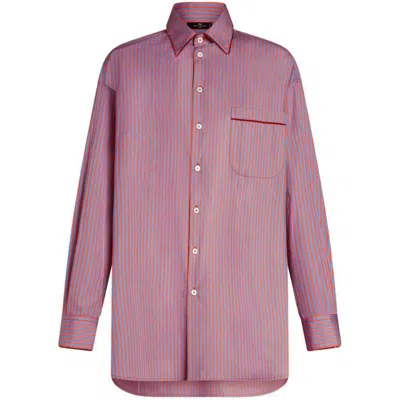 Shop Etro Shirts In Blue/red