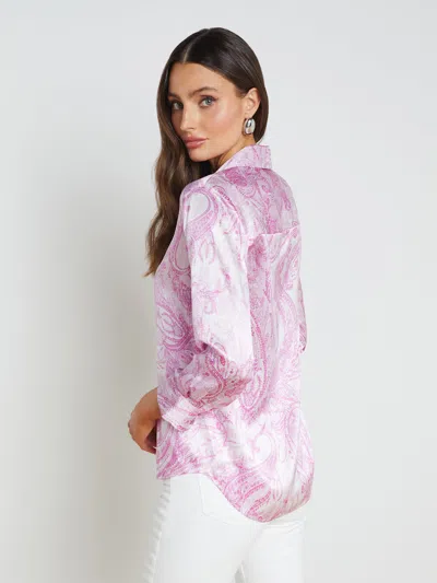 Shop L Agence Dani Silk Blouse In Lilac Snow/decorated Paisley