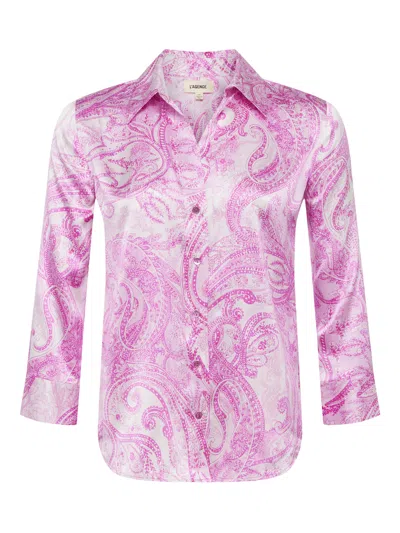 Shop L Agence Dani Silk Blouse In Lilac Snow/decorated Paisley