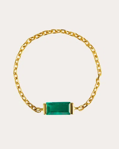 Shop Yi Collection Women's Emerald Baguette Chain Ring Cotton In Multicolor