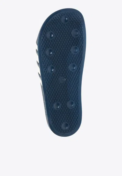 Shop Adidas Originals Adilette Slides With 3-stripes Detail In Blue