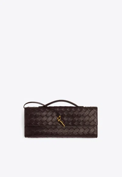 Bottega Veneta Long Andiamo Clutch Bag With Handle In Fondant