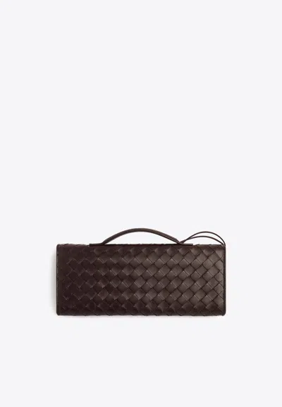 Shop Bottega Veneta Andiamo Long Clutch In Intrecciato Lamb Leather In Fondant