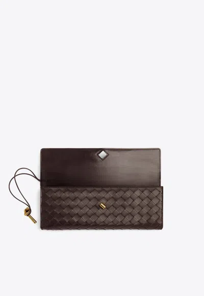 Bottega Veneta Long Andiamo Clutch Bag With Handle In Fondant