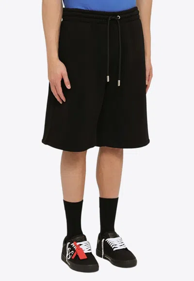 Off-white Diag-stripe Cotton Shorts In Black