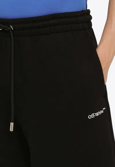 Off-white Diag-stripe Cotton Shorts In Black