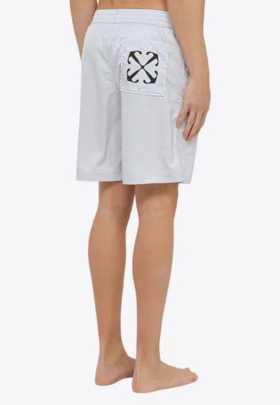 Shop Off-white Arrows Logo Swim Shorts In Gray