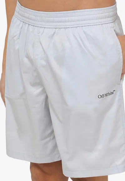 Shop Off-white Arrows Logo Swim Shorts In Gray