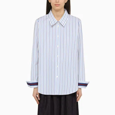 Shop Dries Van Noten Light Blue Striped Long Sleeves Shirt Women