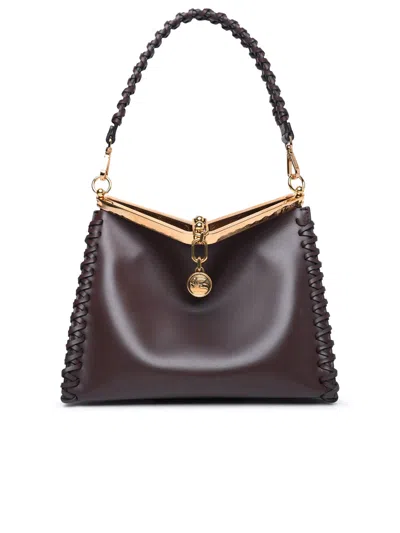 Shop Etro Woman  'vela' Brown Midi Leather Bag