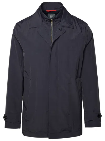Shop Fay Man  'morning' Navy Polyamide Jacket In Blue
