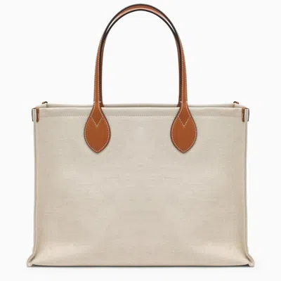 Shop Gucci Canvas Shopping Bag With Logo Women In Cream