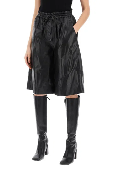 Shop Jil Sander Leather Bermuda Shorts For Women In Black