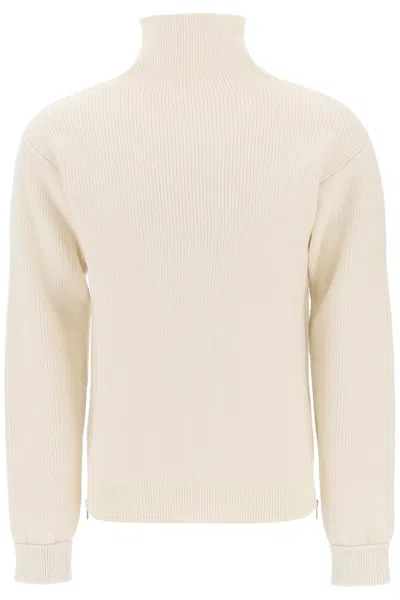 Shop Jil Sander Side Zip High Neck Sweater Men In White
