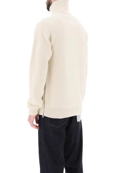 Shop Jil Sander Side Zip High Neck Sweater Men In White