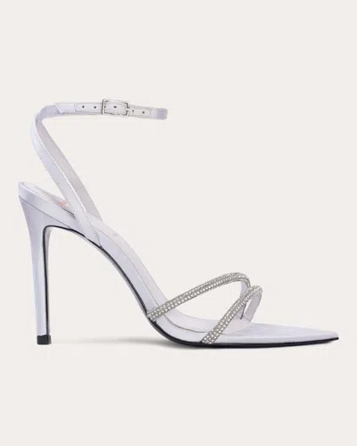 Shop Black Suede Studio Women's Ace Crystal Sandal In Lilac Hint Satin/crystal Stones