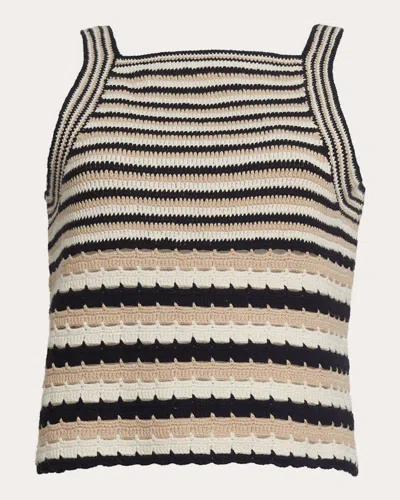 Shop Eleven Six Women's Terra Stripe Crochet Tank Top In Ivory/black/sand