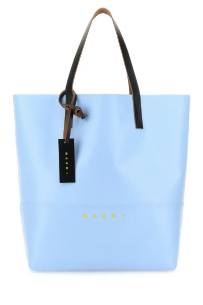 Shop Marni Man Light Blue Pvc Tribeca Shopping Bag
