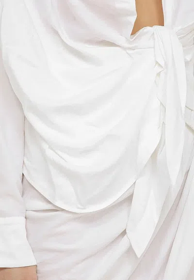 Shop Jacquemus Bahia Asymmetric Long-sleeved Shirt In White