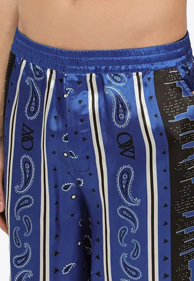 Shop Off-white Bandana Print Bermuda Shorts In Blue