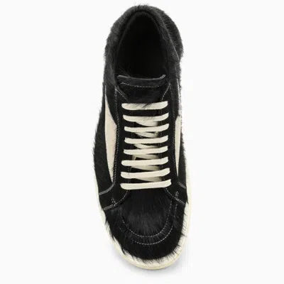 Shop Rick Owens Black/white Sneaker In Leather With Fur Men