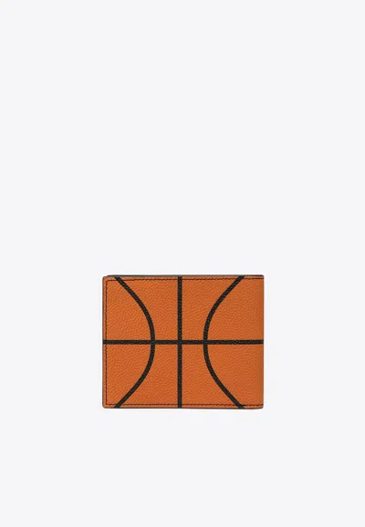 Shop Off-white Basketball Leather Bi-fold Wallet In Orange
