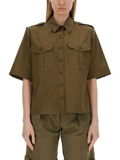 Shop Aspesi Cotton Shirt In Military Green