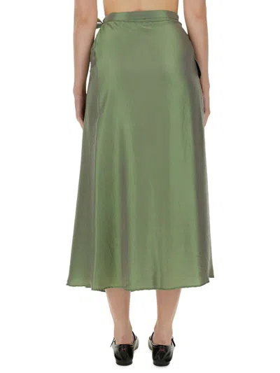 Shop Aspesi Skirt With Bow In Green