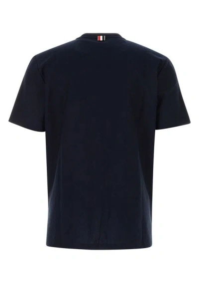 Shop Thom Browne Man Navy Blue Cotton T-shirt