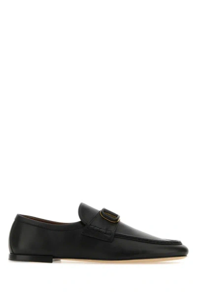 Shop Valentino Garavani Man Black Nappa Leather Vlogo Loafers