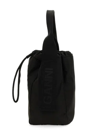 Shop Ganni Technical Fabric Bag In Black
