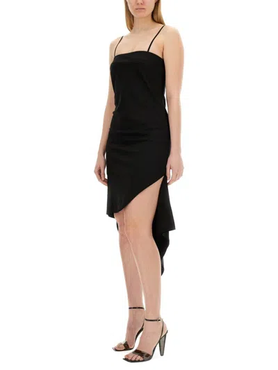 Shop Helmut Lang Dress With Scarf Hem In Black