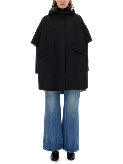Shop Herno Hooded Cape In Black