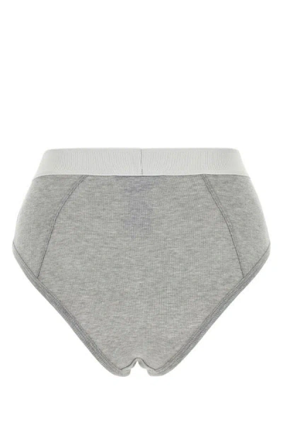 Shop Versace Woman Grey Stretch Cotton Brief In Gray