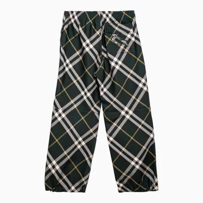 Shop Burberry Trousers With Check Pattern In Green