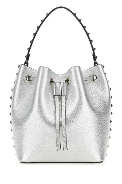 Shop Valentino Garavani Bucket Bags In Silver