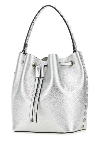 Shop Valentino Garavani Bucket Bags In Silver