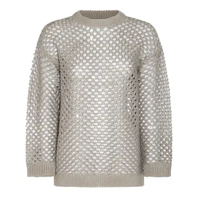 Shop Valentino Sweaters In Ecru/silver