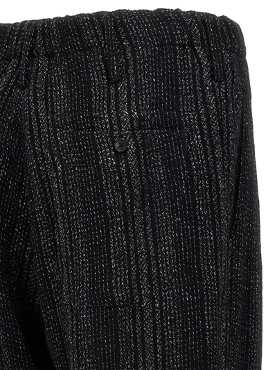 Shop Yohji Yamamoto 'z-stripe Coin Pocket Wide' Pants In White/black