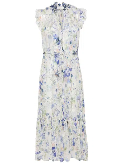 Shop Zimmermann Floral Print Midi Dress In Blue