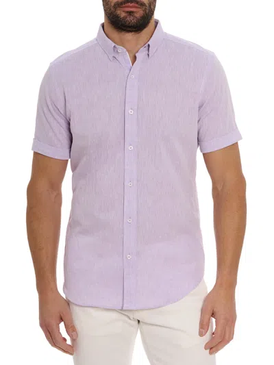Shop Robert Graham Palmer Short Sleeve Button Down Shirt In Lilac