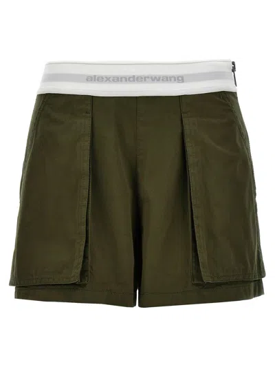 Shop Alexander Wang 'high Waisted Cargo Rave' Shorts In Green