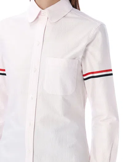 Shop Thom Browne Stripe Oxford Armband Classic Round Collar Shirt In Lt Pink